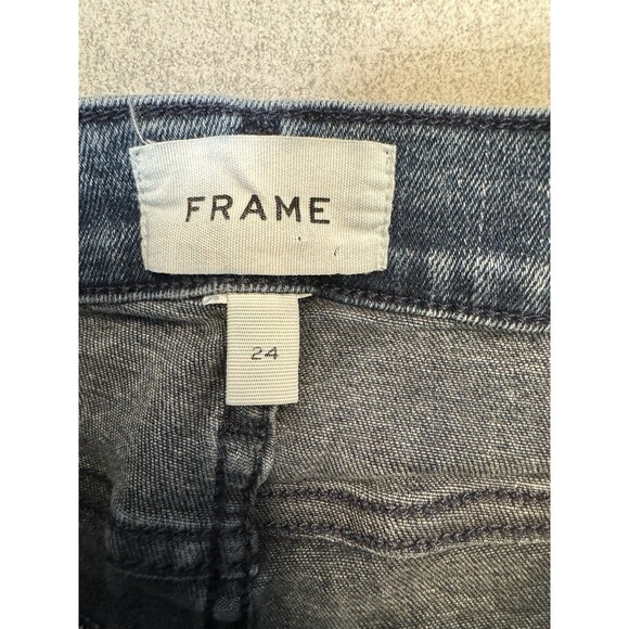 Frame Le High Skinny Jean Medium Wash Raw Hem Size 24 - Picture 6 of 14